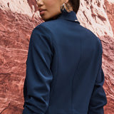 Spencer Cropped Alfaiataria Marinho