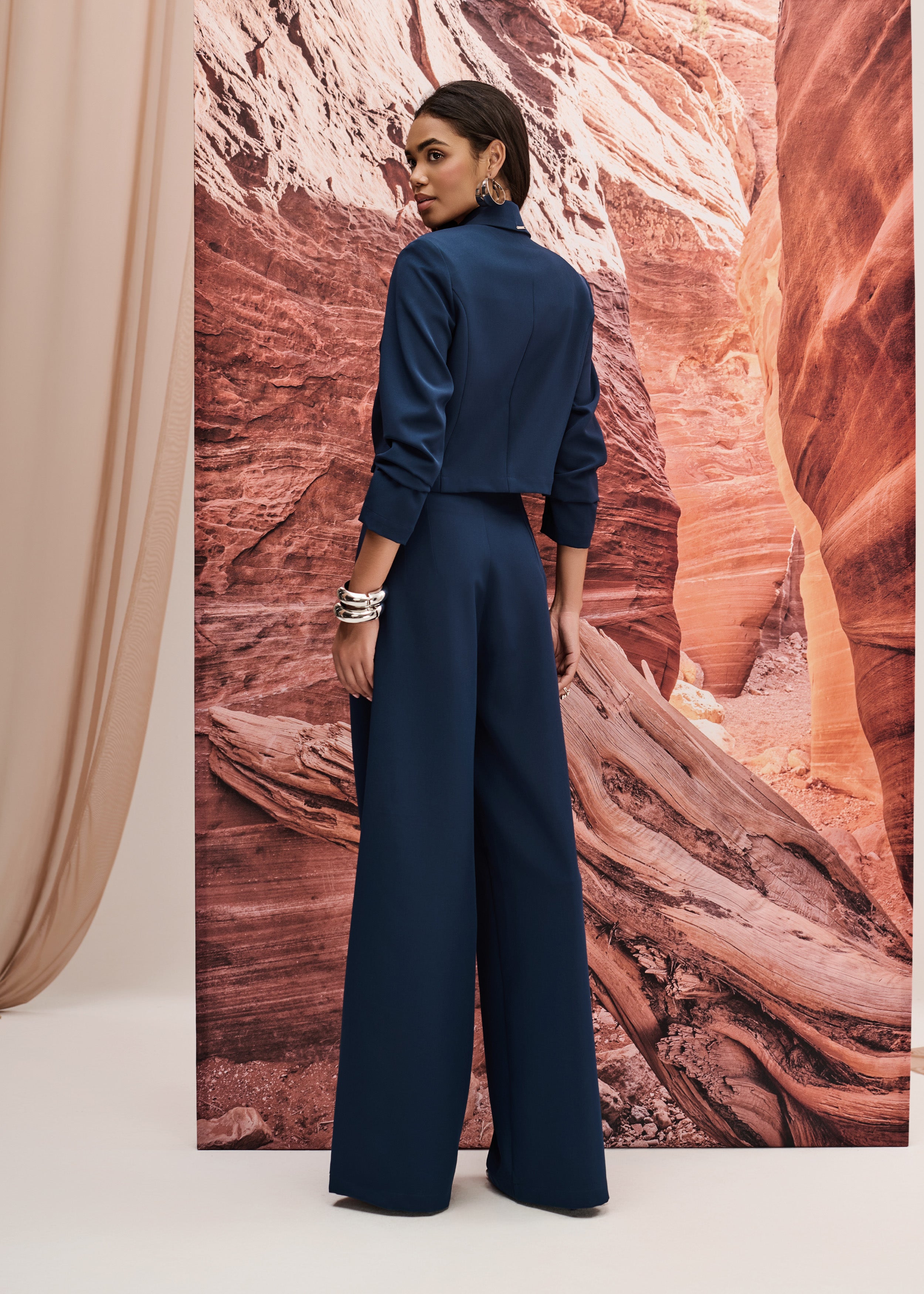 Calça Alfaiataria Wide Leg Marinho