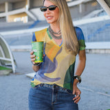 Blusa Feminina de Tule Estampada BrasilCore