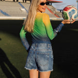 Blusa Tule Degradê Brasil Core