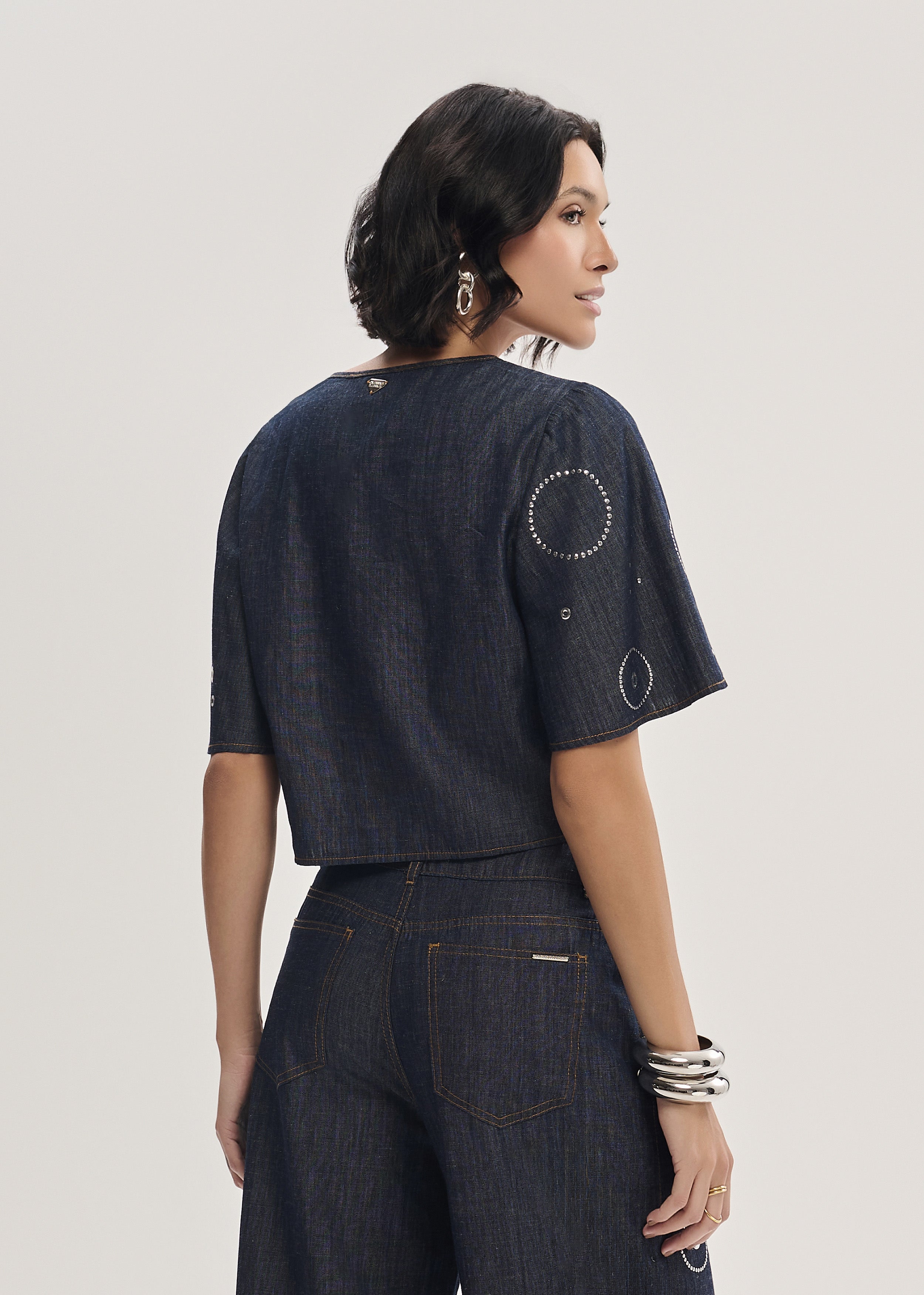 T-shirt Jeans com Transfer