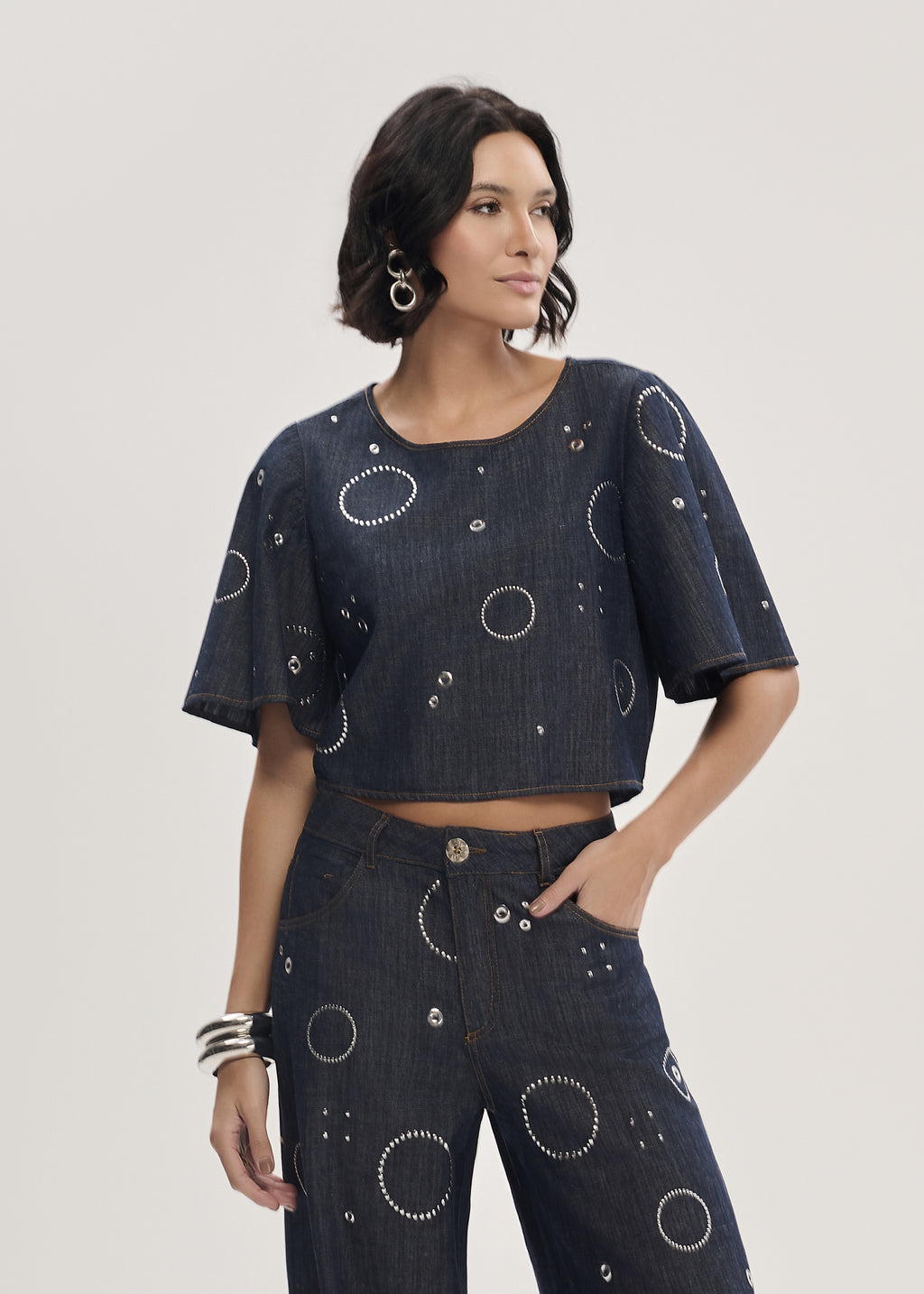 T-shirt Jeans com Transfer