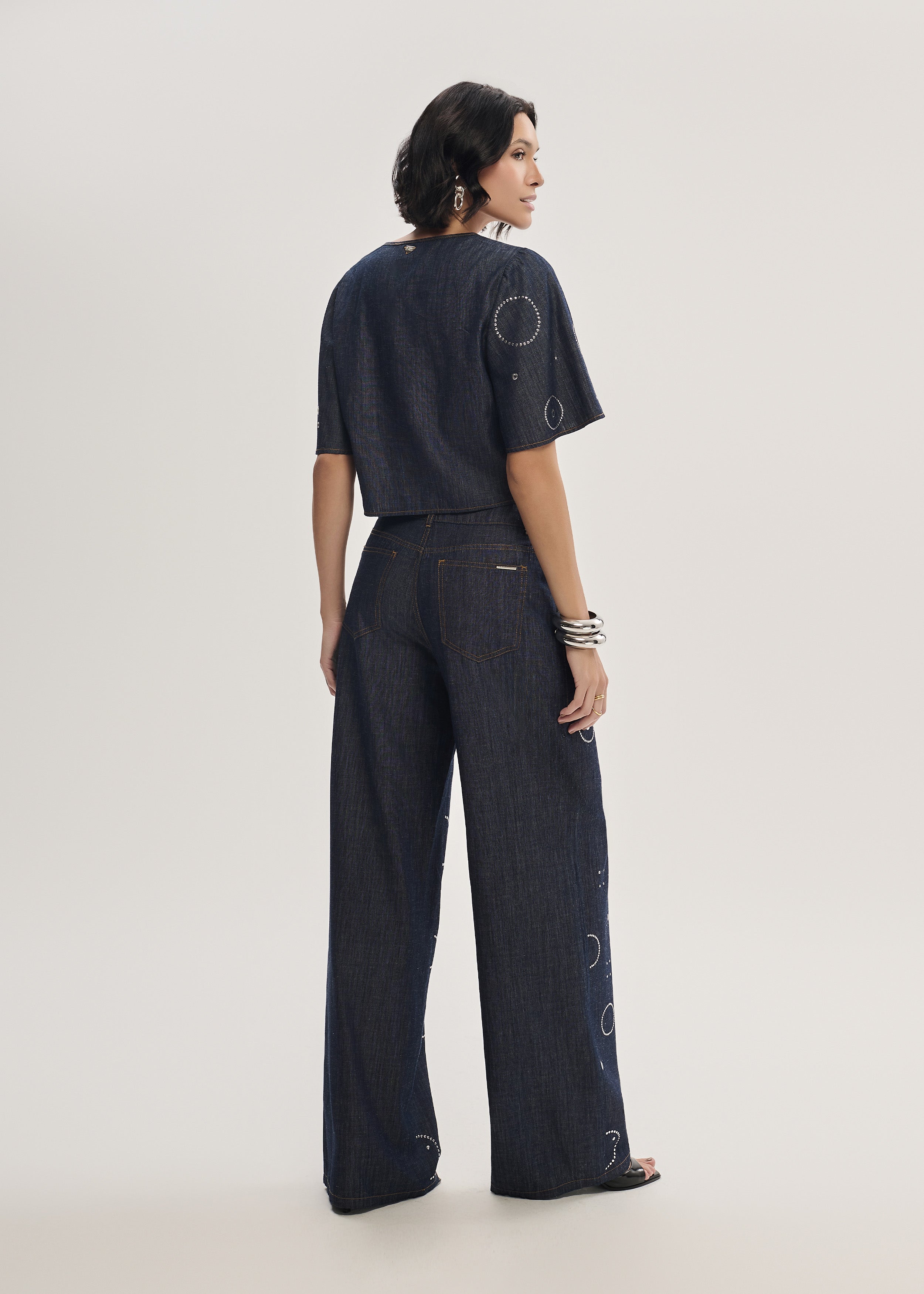 Calça Pantalona com Transfer