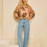 Calça Jeans Wide Leg em Algodão Claro