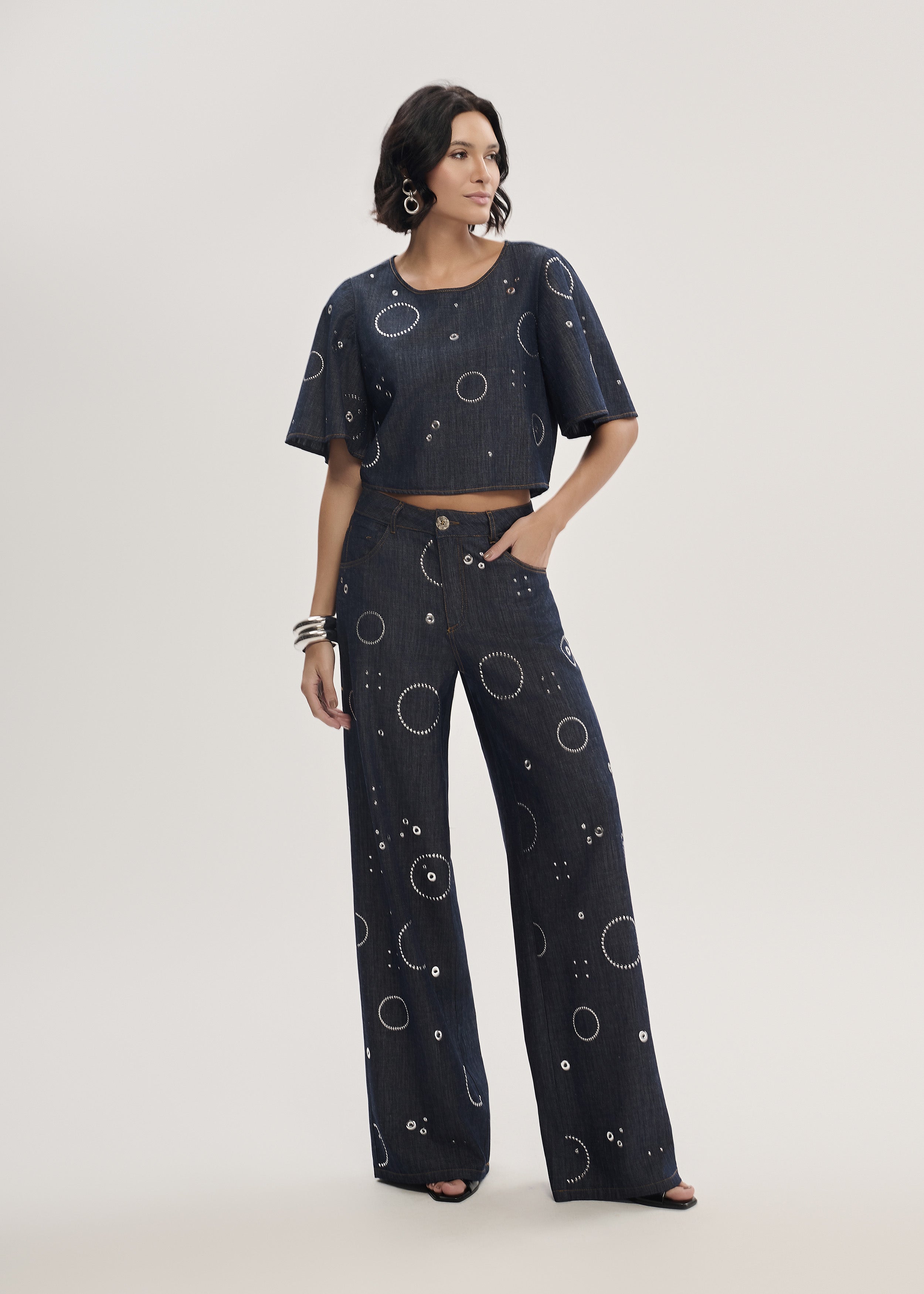 Calça Pantalona com Transfer
