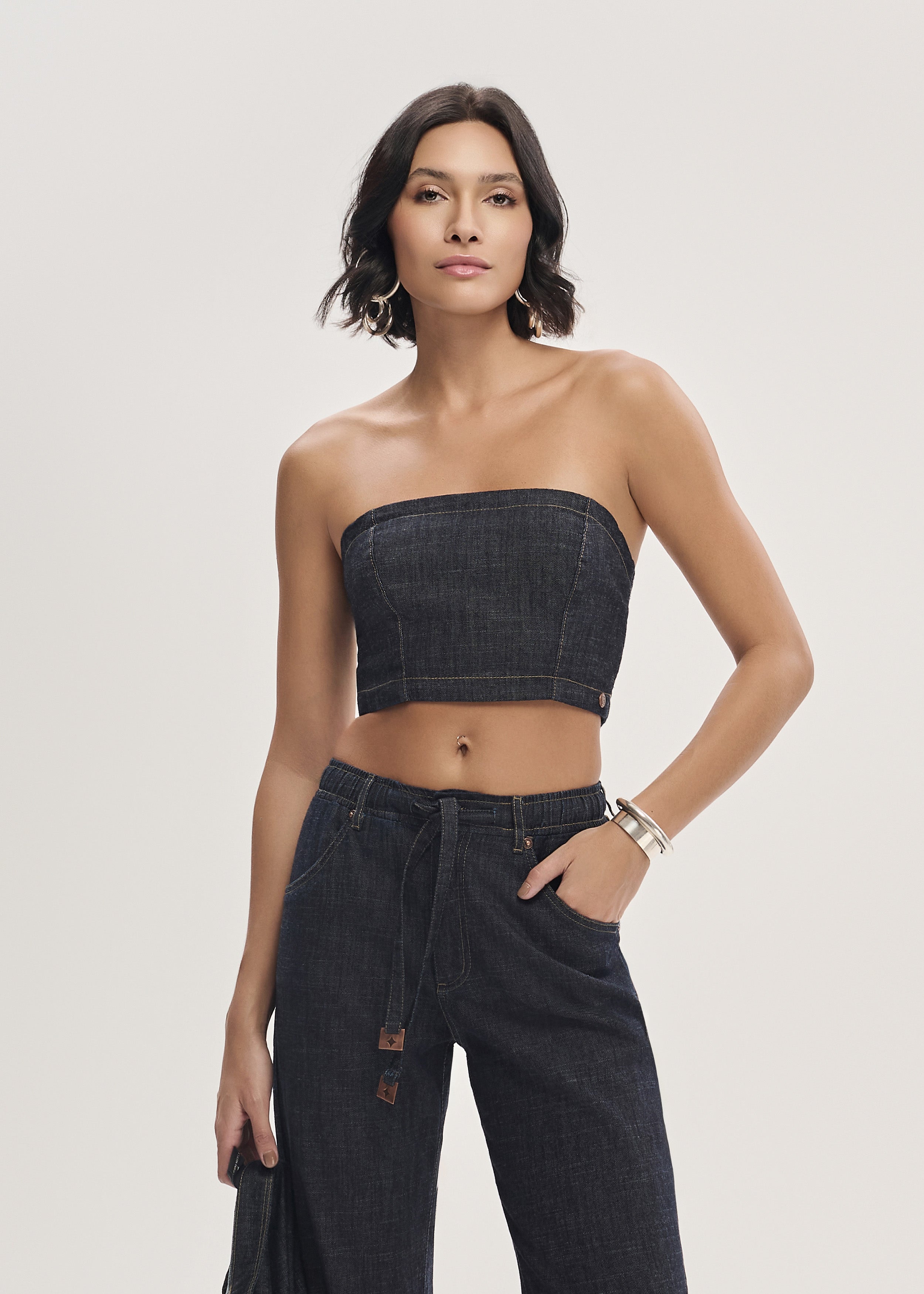 Top Jeans sem Alças