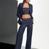 Top Jeans Sem Alças