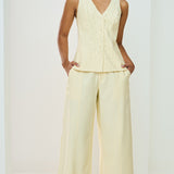 Calça Wide Leg Cropped com Fendas Laterais