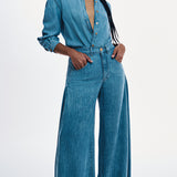 Calça Jeans Pantalona Maxi em Liocel Puro
