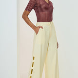 Calça Maxi Pantalona com Detalhe Vazado Lateral