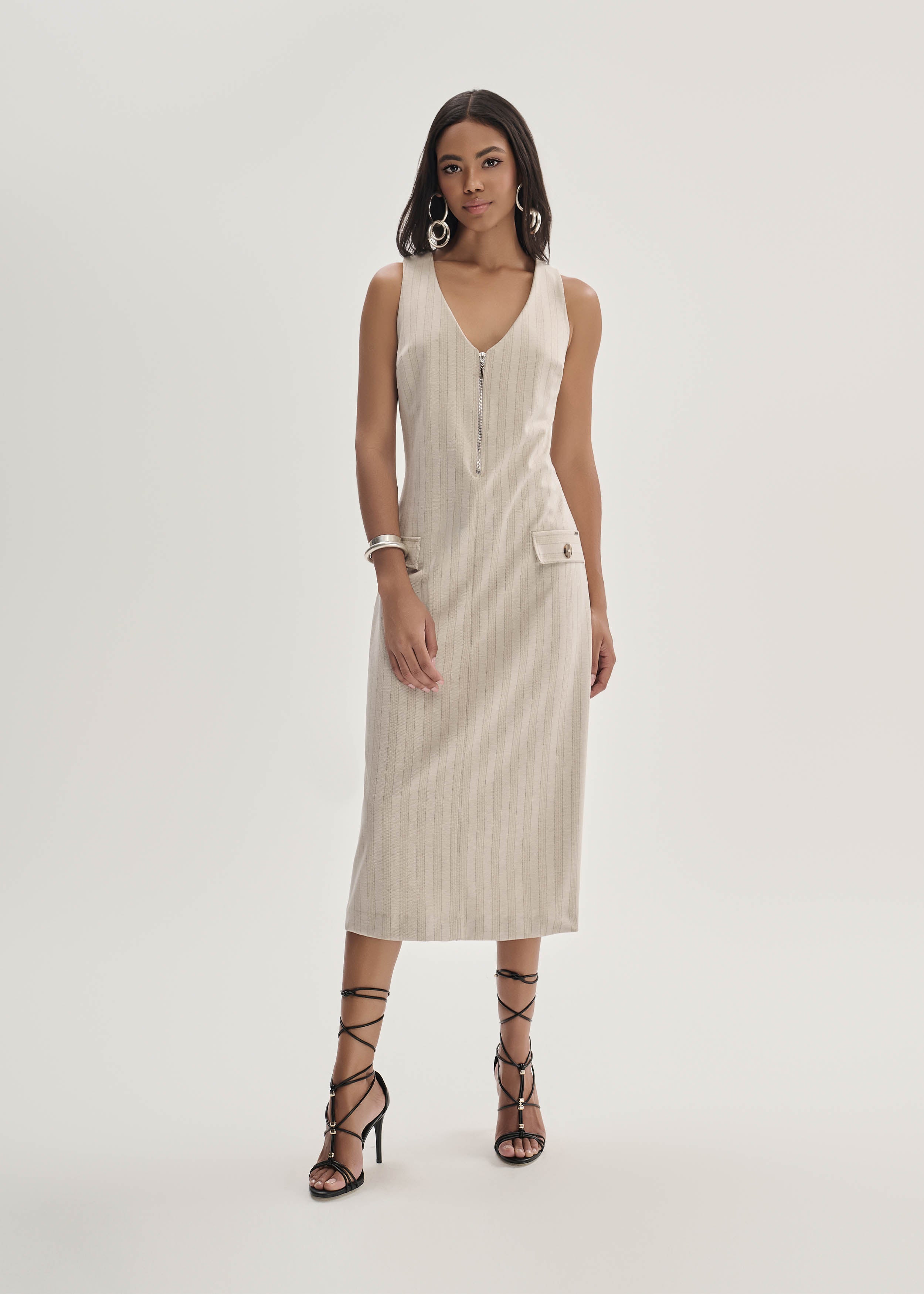 Vestido Clássico Risca de Giz
