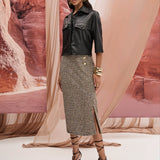 Saia Midi Malha Tweed