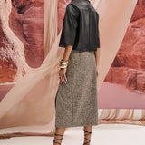 Saia Midi Malha Tweed