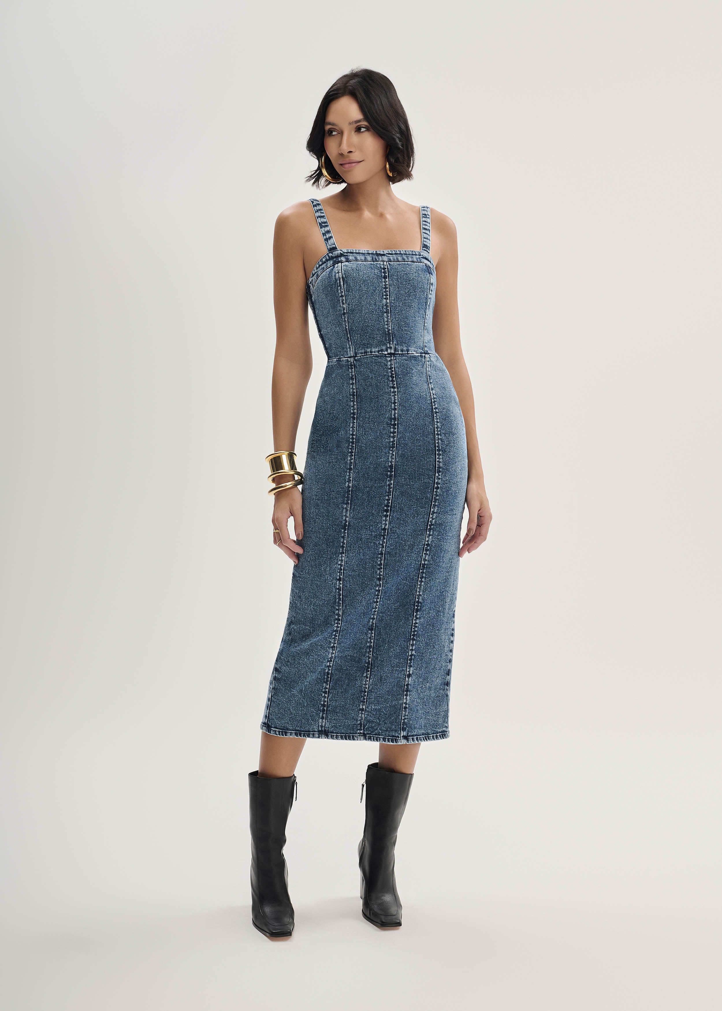 Vestido Jeans Midi