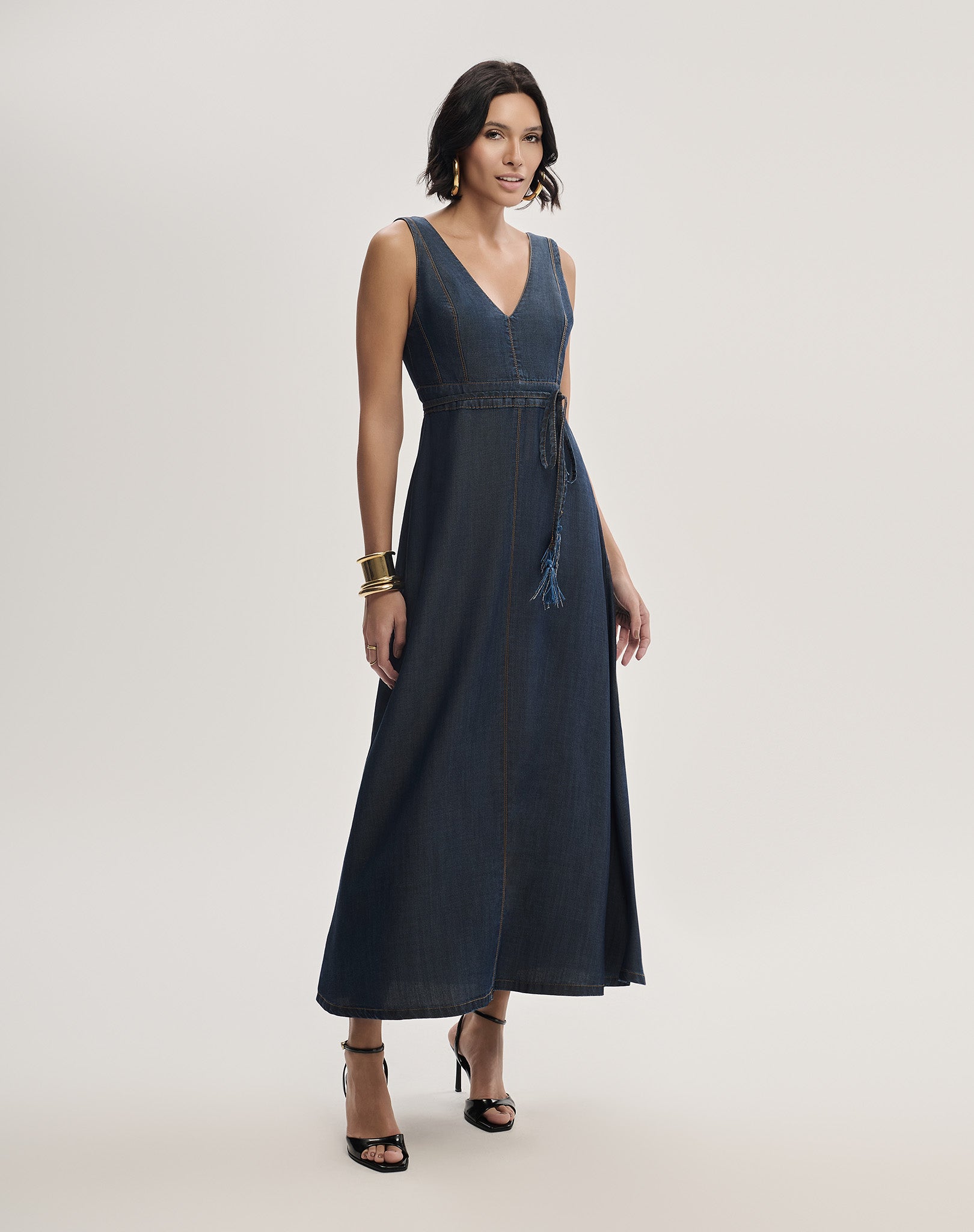 Vestido Longo Jeans com Cinto