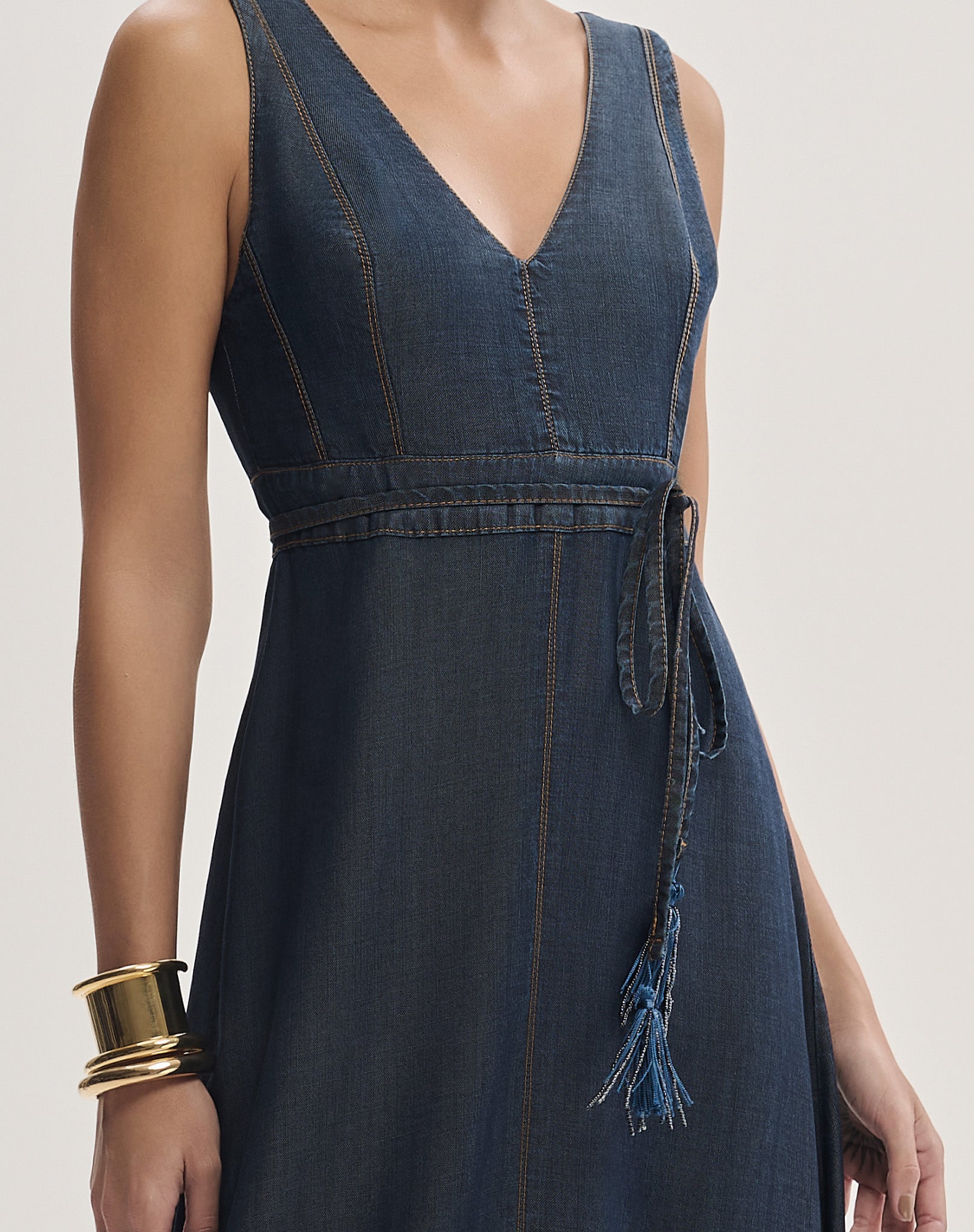 Vestido Longo Jeans com Cinto