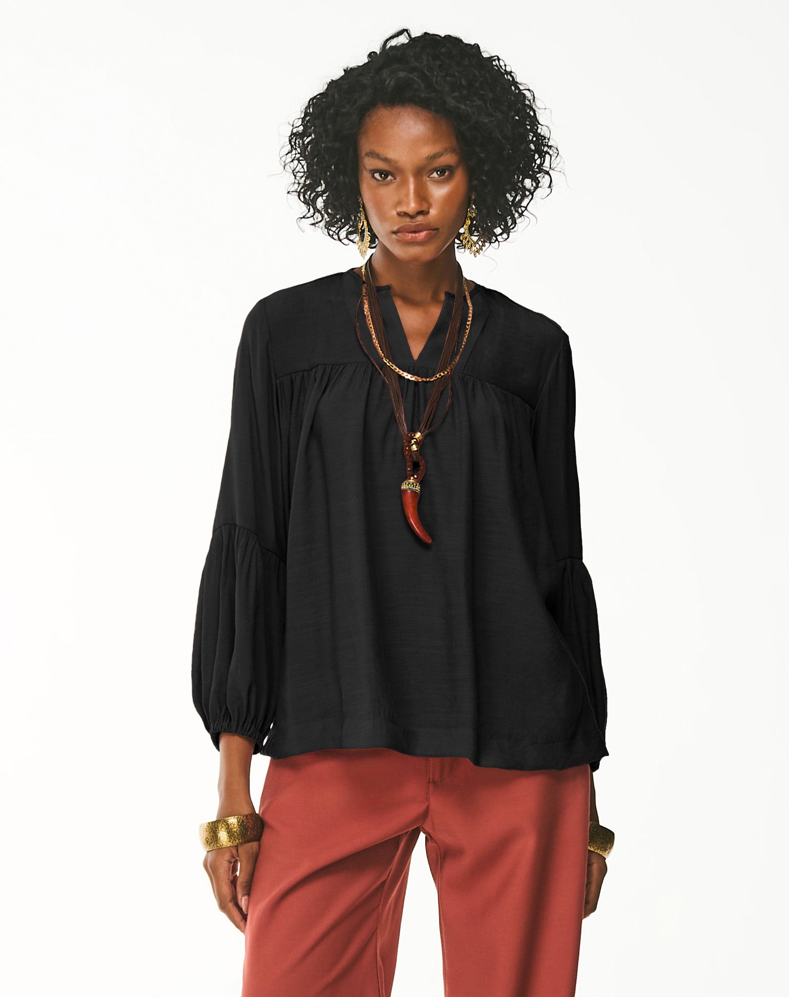 Bata Fluida com Manga Bufante