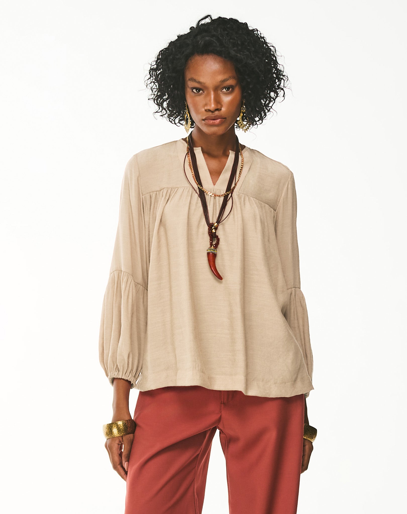 Bata Fluida com Manga Bufante