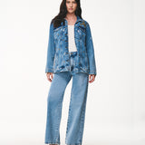 Calça Jeans Wide Leg Lavanderia Média