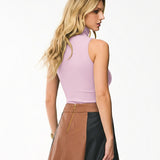 Blusa Regata Gola Alta Canelada Essencial