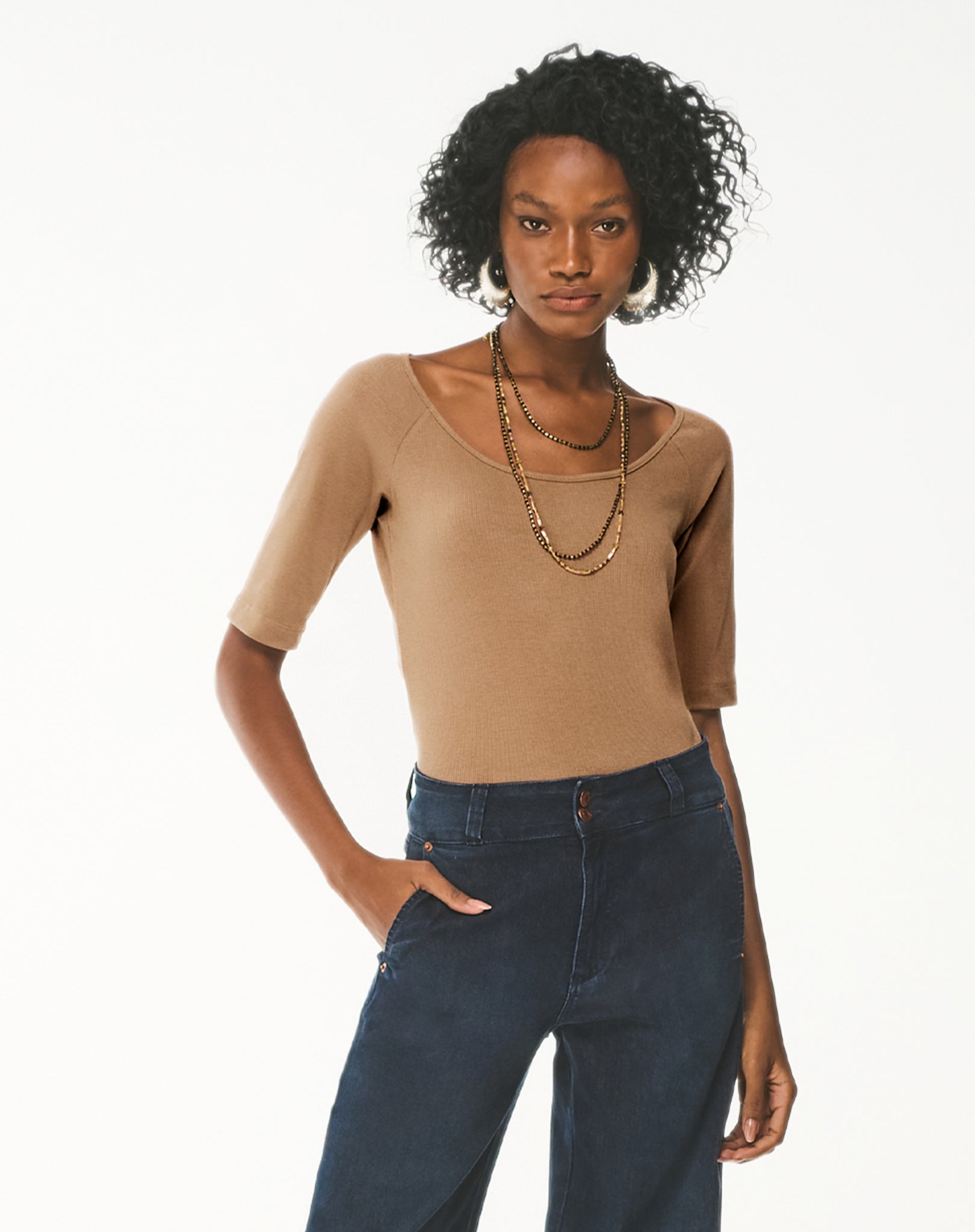 Blusa Canelada Manga 3/4 Essencial