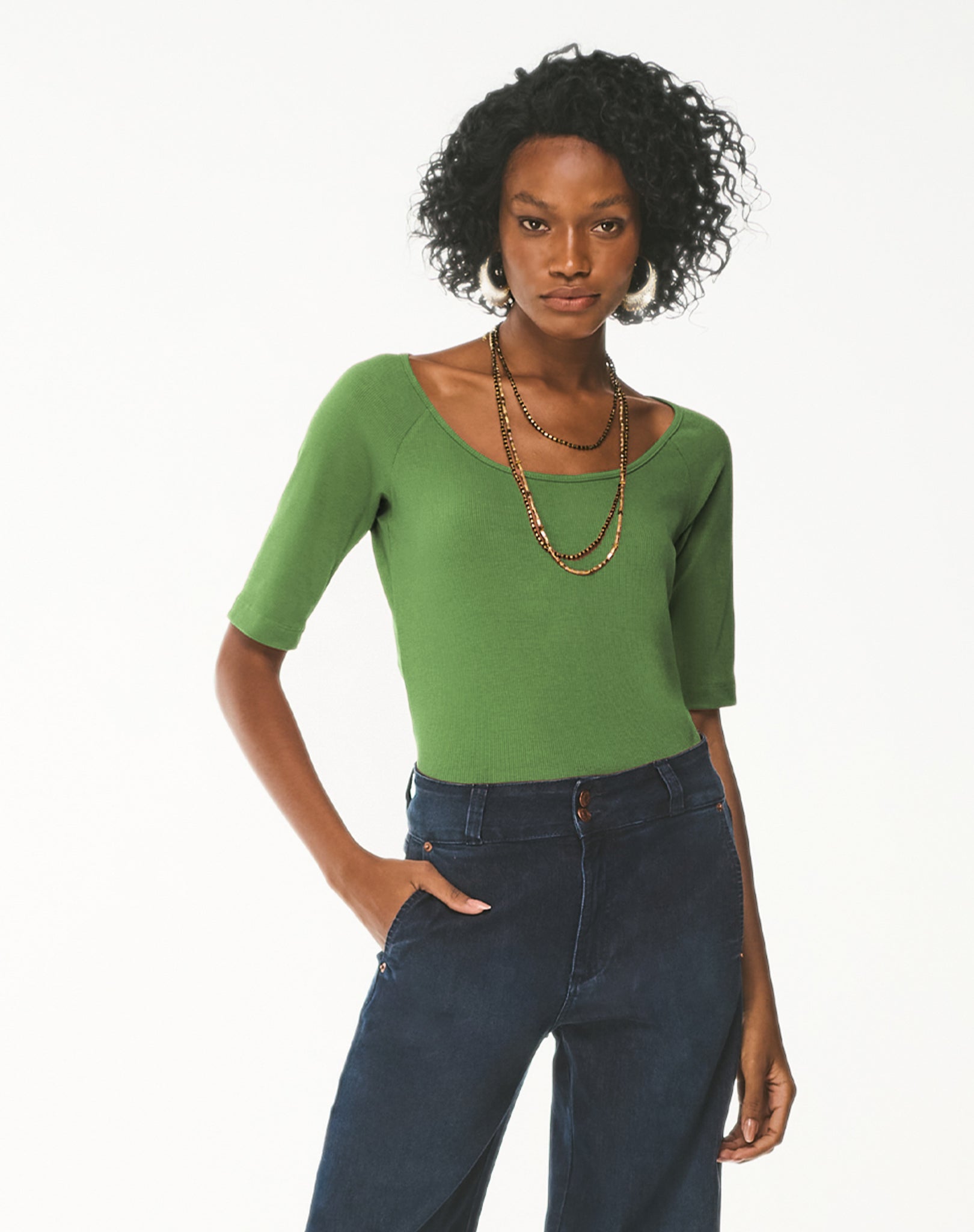 Blusa Canelada Manga 3/4 Essencial