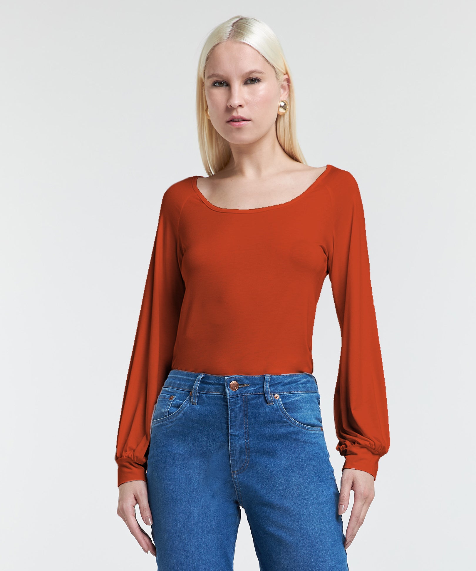 Blusa Malha Manga Longa com Gola Canoa