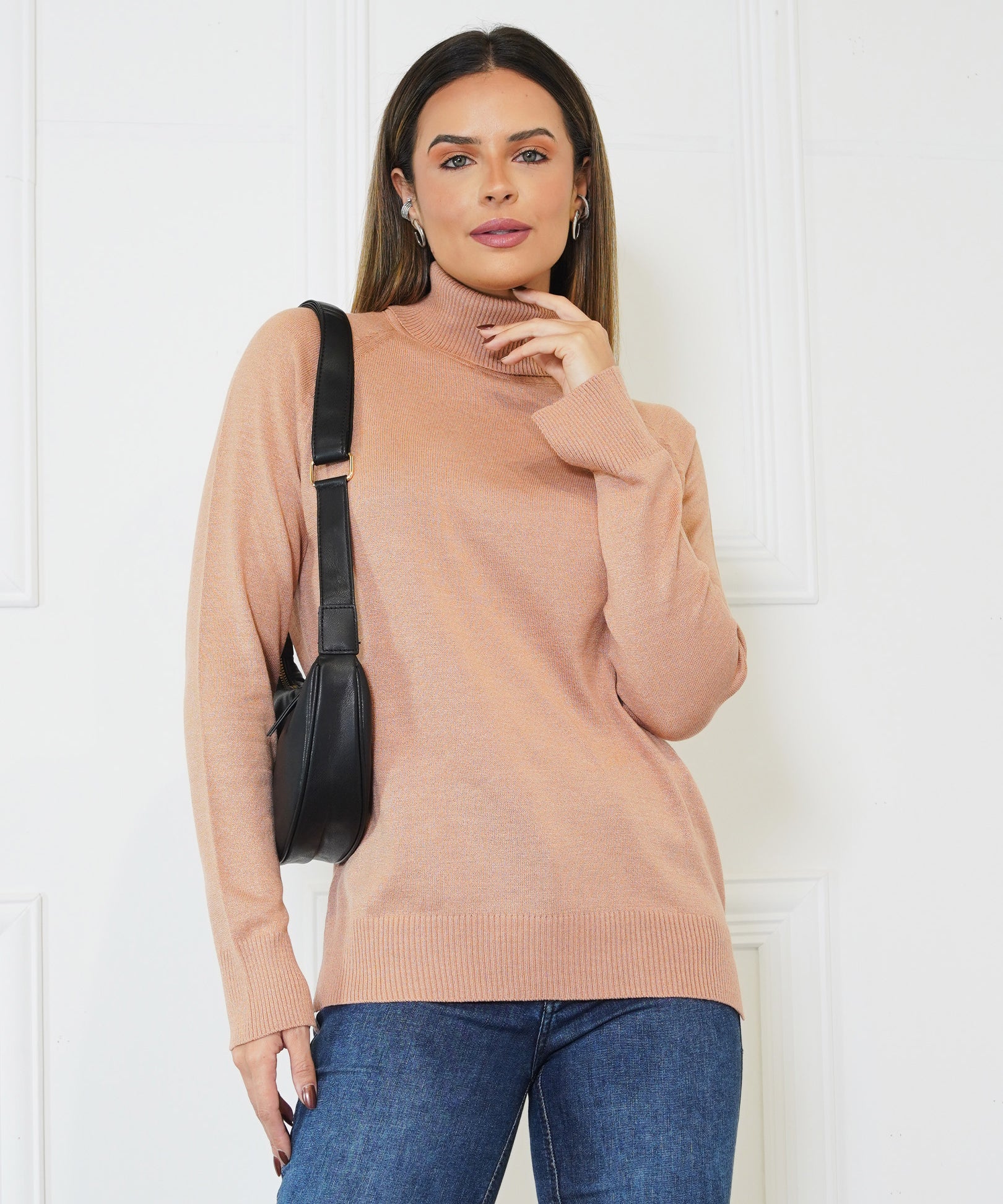 Blusa Tricô Básica com Gola Alta