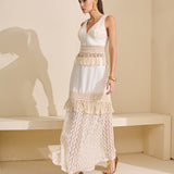 Top Cropped Crochê Franjas Decote V