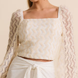 Blusa Crochê Cropped Trama Chevron