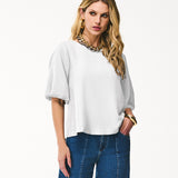 Blusa Texturizada Manga Bufante Off White