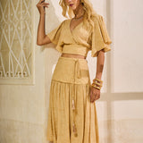 Saia Midi Balone com Cordão Tassel