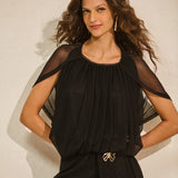 Blusa Balonê em Tule com Mangas Flutuantes