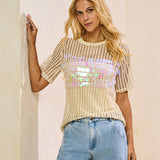 Blusa em Tela com Paetês Holográficos