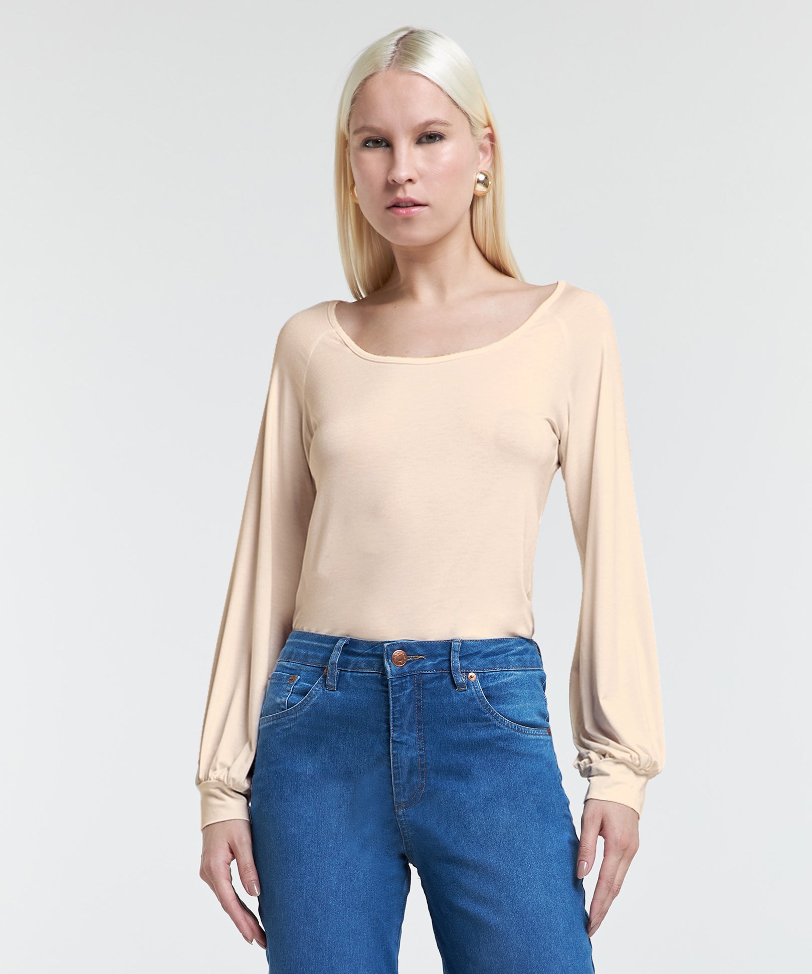 Blusa Malha Manga Longa com Gola Canoa