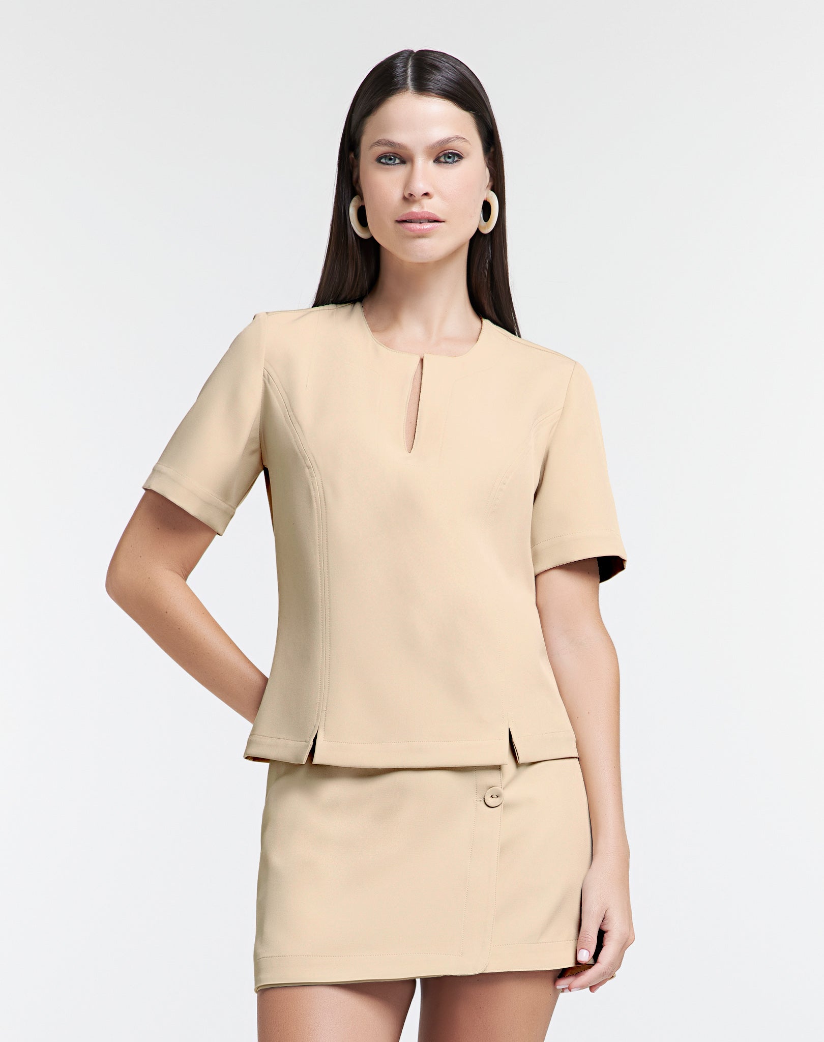 Blusa Cropped de Alfaiataria Athleisure com Fendas