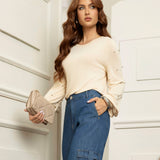 Blusa em Tricot Soft com Aplicação de Pérolas