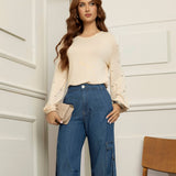 Blusa em Tricot Soft com Aplicação de Pérolas