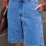 Bermuda Jeans Premium Bolso Abotoado