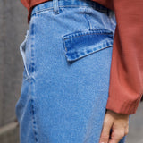 Bermuda Jeans Premium Bolso Abotoado
