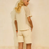 Bermuda Jeans Comfort Off White estilo Jorts