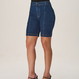 Bermuda Jeans Ajustada Cós Elástico
