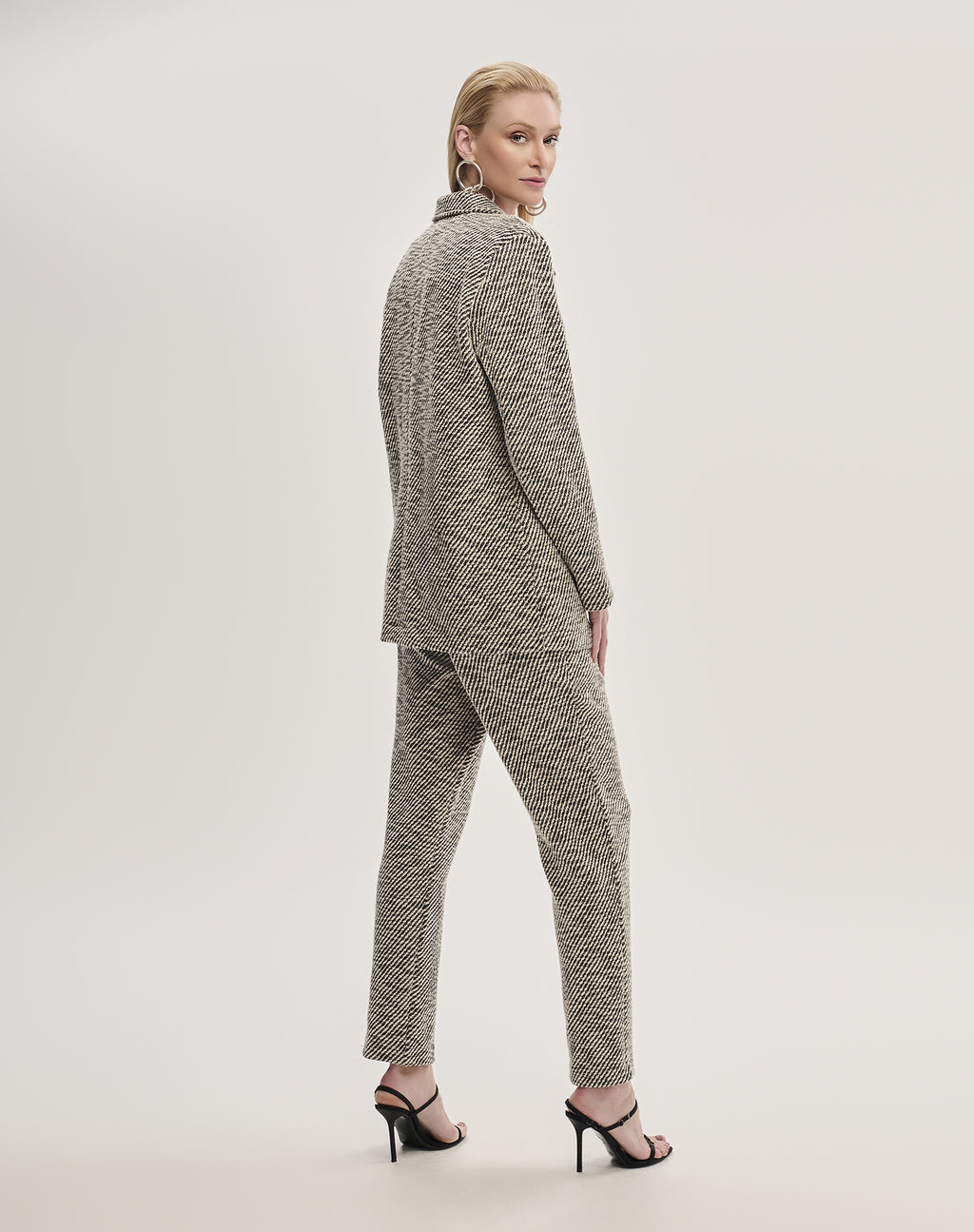 Calça Tweed Preto e Branco com Lurex