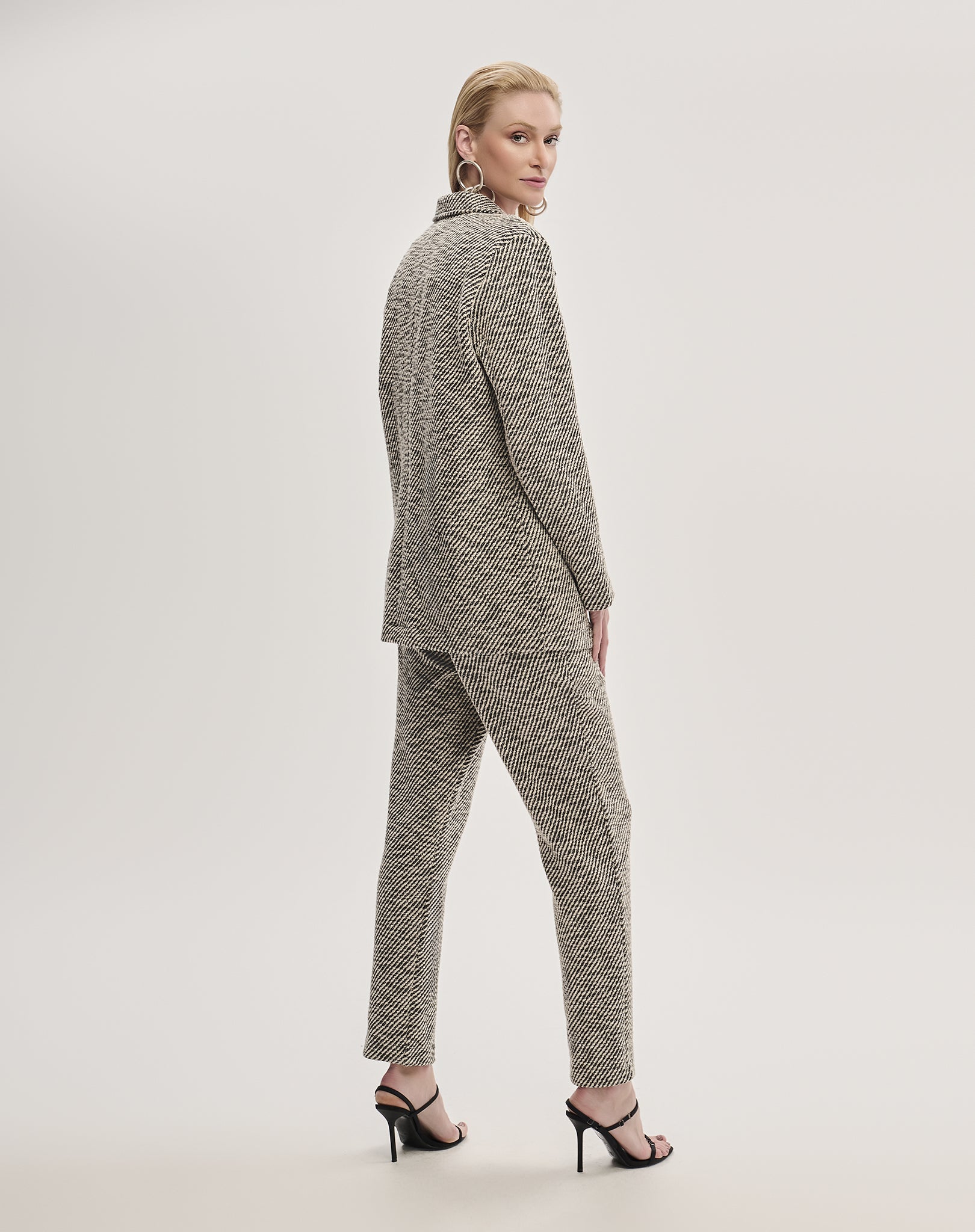 Calça Tweed Preto e Branco com Lurex