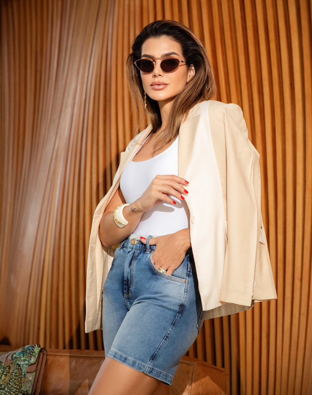 Bermuda Jeans Street CR+ Cintura Alta