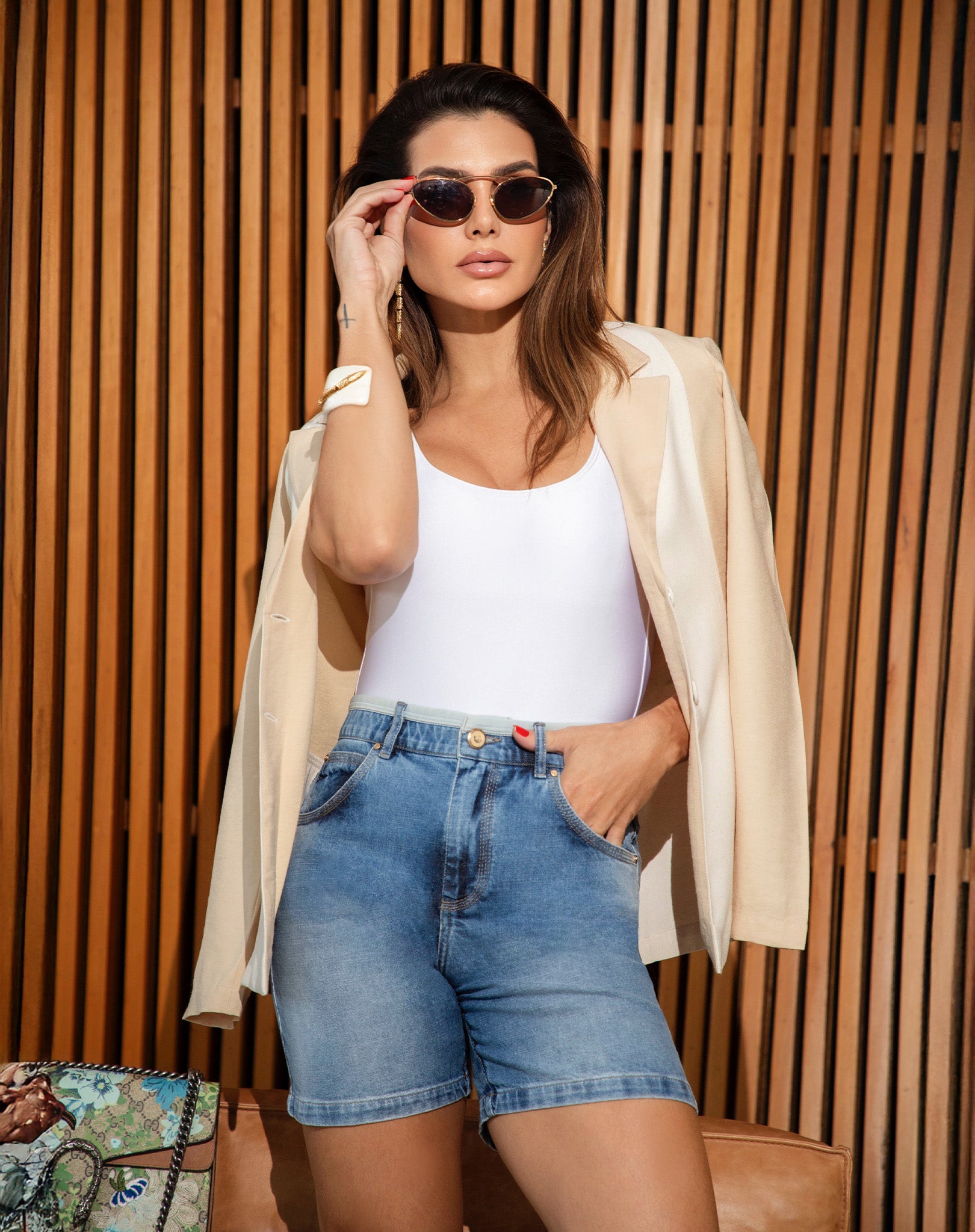 Bermuda Jeans Street CR+ Cintura Alta