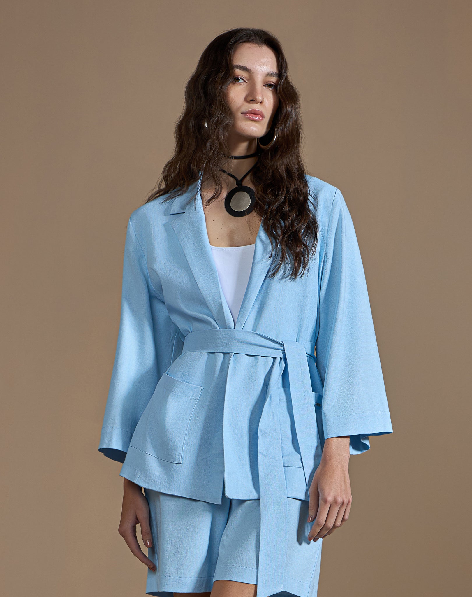 Blazer Kimono com Faixa Ajustável
