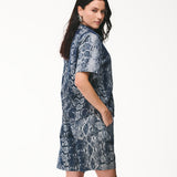 Bermuda em Snake Jacquard Índigo