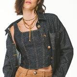 Camisa Jeans Feminina Oversized