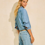 Camisa Jeans Liocel com Mangas Longas